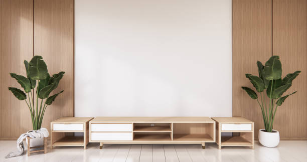 istock Empty wooden Cabinet on wooden room tropical style.3D rendering 1296864246