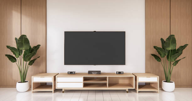 istock Empty wooden Cabinet on wooden room tropical style.3D rendering 1296864300