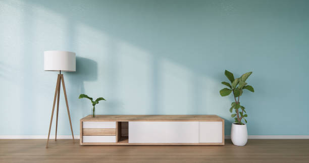 istock The Cabinet wooden design on mint room interior modern style.3D rendering 1296864636