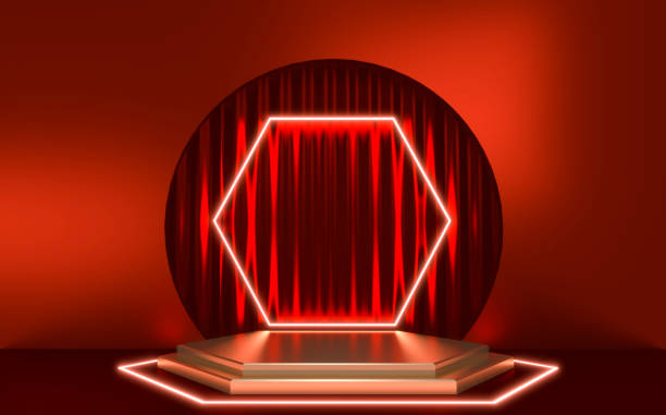istock The Red Podium minimal geometric .3D rendering 1296866001