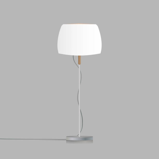 istock Original model with a white silk lampshade and a metal leg. For living room, bedroom, study and office. Vector 1296867492
