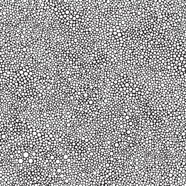 흰색 점, 원 및 검은 색 배경의 둥근 반점에서 벡터 매끄러운 추상 패턴을 벡터. �동물 인쇄, 벽지, 바틱 페인트, 포장지, 그런 지 질감 - leather textured backgrounds textile stock illustrations