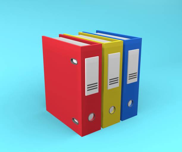 istock 3d colorful office folders illustration. 3d rendering of colorful office folder. 3d document folders illustrations 1296876517