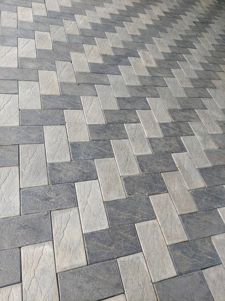 istock beautifully arranged black and white brick shaped tile pattern on the floor 1296878690