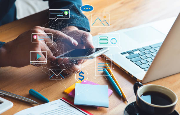 istock Go digital and online concepts.new trend with social network 1296882007