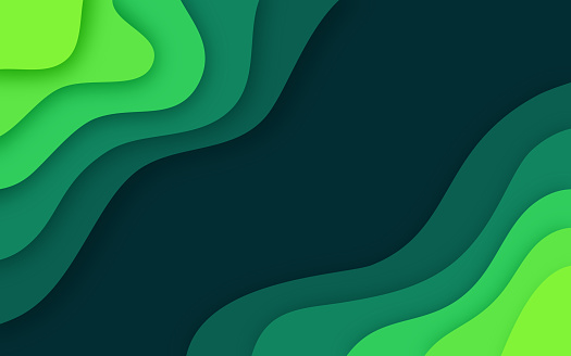 Green abstract layers background pattern.