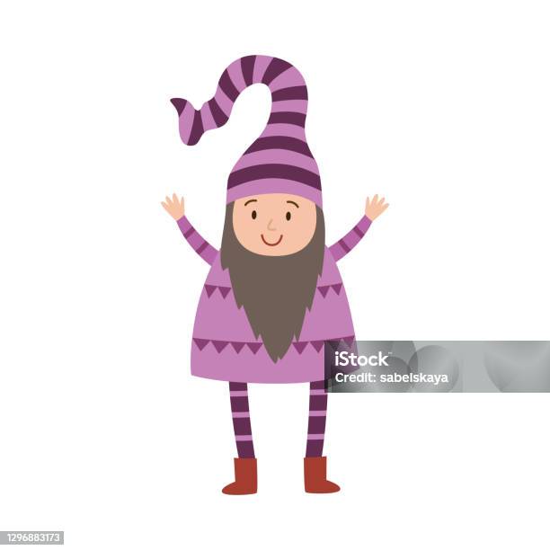 Fairy Tale Cute Gnome A Flat Cartoon Vector Isolated Illustration Stock  Illustration - Download Image Now - iStock