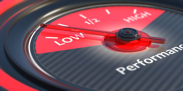 istock Low performance on car indicator, close up view. 3d illustration 1296884871