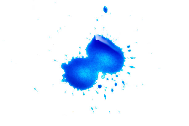 istock Abstract ink splashes or drop isolated on white background. Blue watercolor splashes isolated 1296889421