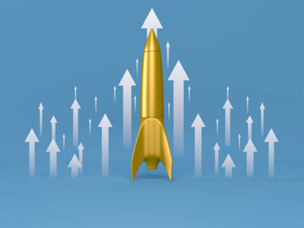 istock Abstract infographics. Business graph and rocket sign 1296891216