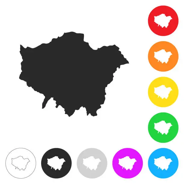 Vector illustration of London map - Flat icons on different color buttons