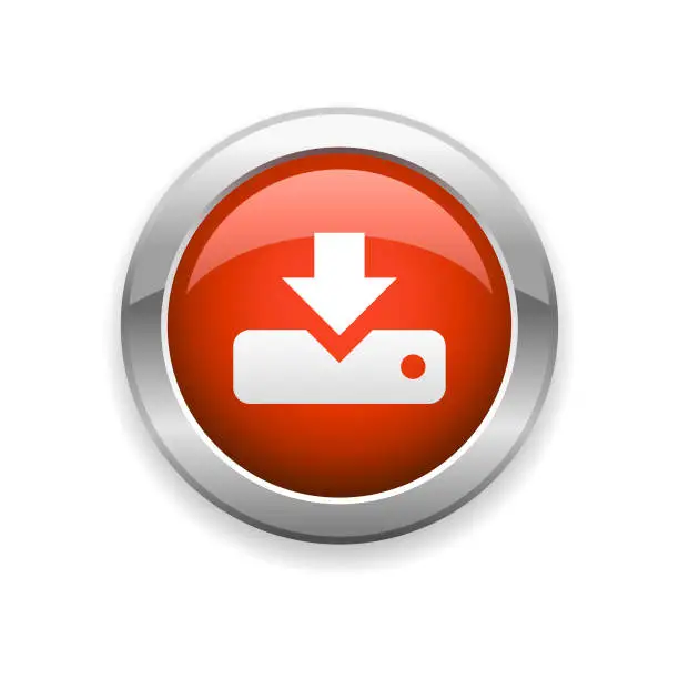 Vector illustration of Downloading and Hard Drive Glossy Icon