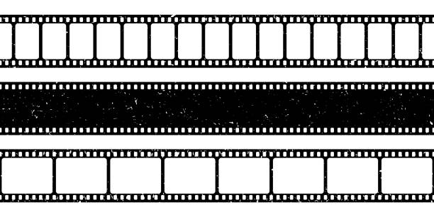 grunge filmstreifen kollektion. alte retro-kino-filmstreifen. videoaufzeichnung. vektor-illustration - abnehmen fotos stock-grafiken, -clipart, -cartoons und -symbole