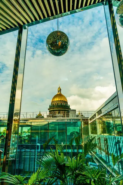 View of St.Isaac Cathedral from the restorant window.