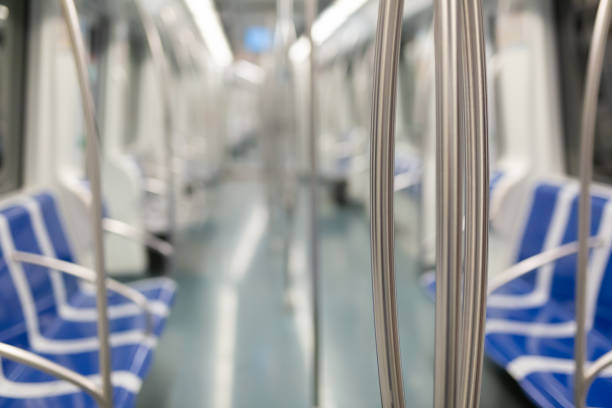 istock Empty chairs in subway train during COVID 19 pandemic 1296897959
