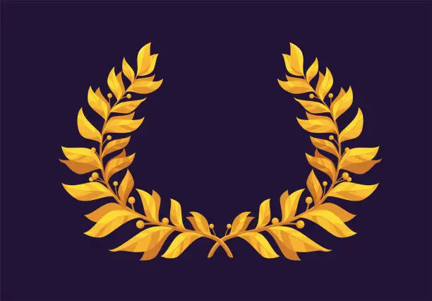 Vector illustration of Vector illustration of Golden olive branches, a wreath of the winner, you win