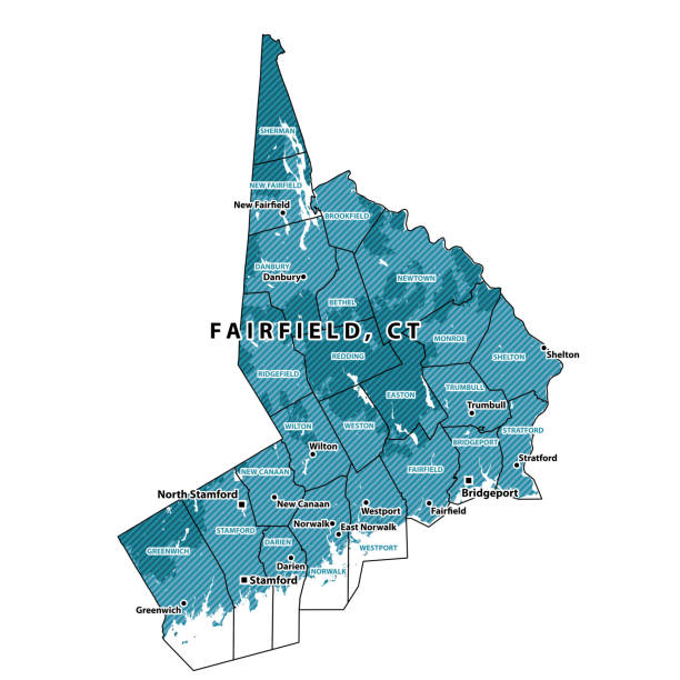 connecticut fairfield county vector mapa - fairfield connecticut stock illustrations