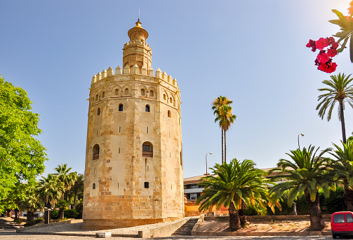 Tower of Gold (Torre del Oro) on Seville embanmkent, Spain