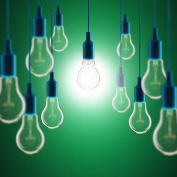 istock Idea and teamwork concept - Vintage incandescent bulbs on color background 1296908020