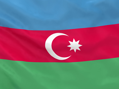 Turkmenistan flag, from fabric satin, 3d illustration