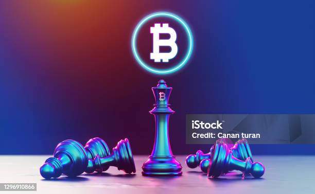Bitcoin Chess Concept Bitcoin Cryptocurrency Concept Bitcoin Strategy With King Chess Stock Photo - Download Image Now