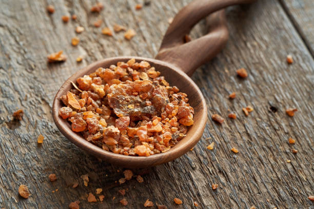 istock Myrrh resin on a spoon on a table 1296911166