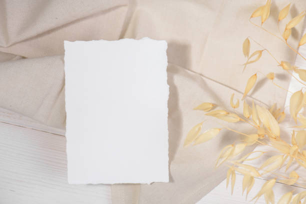 istock 5x3,5 Card mockup template, empty stationery card with dry plants 1296919565