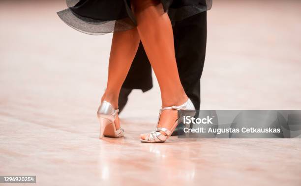 Man And Woman Dancer Latino International Dancing Ballroom Dancing Is A Team Sport Vintage Color Filtern Stock Photo - Download Image Now