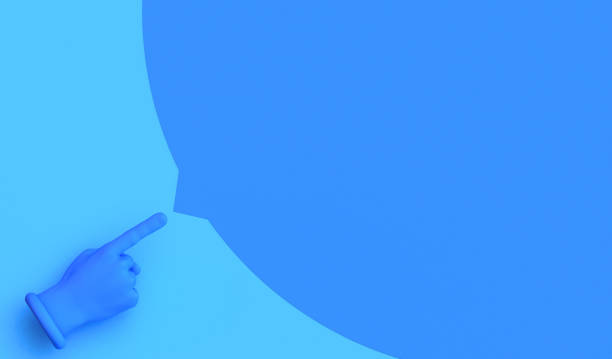 istock Hand pointing a bubble frame with the index finger to announce or promote something. 3D illustration. 1296921337