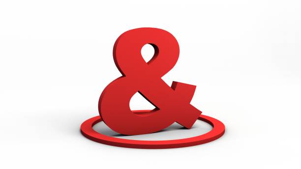 istock Red ampersand symbol inside circle. 3D illustration. White neutral background. Isolated 1296921403