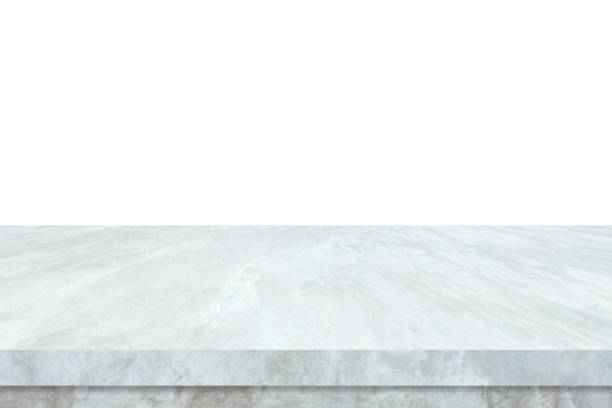 istock Empty grey cement stone table isolated on white background, banner, Stone cement concrete table top, shelf, counter design for food, product display montage backdrop, template 1296922339
