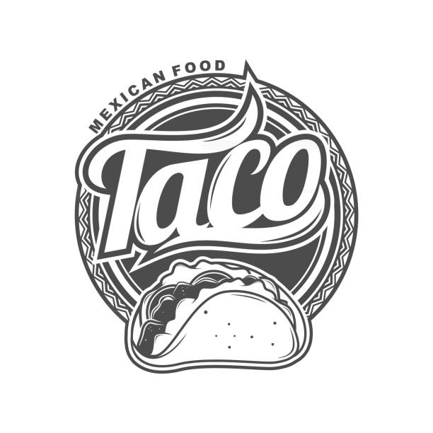 illustrations, cliparts, dessins animés et icônes de logo de nourriture mexicaine de taco - enseigne restaurant