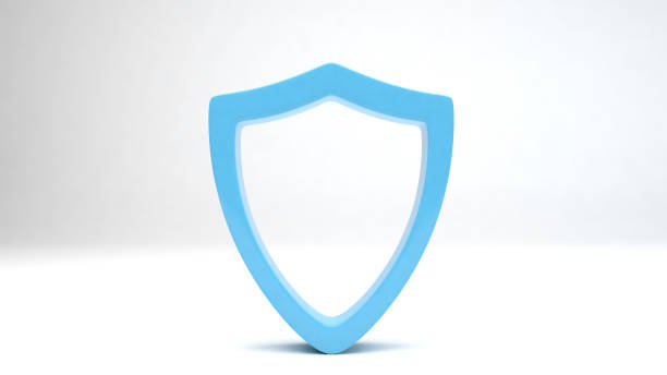 Blue shield 3d symbol of protection, 3d illustration