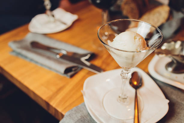 istock Fresh fruit sorbet ice cream in a glass plate. 1296932221