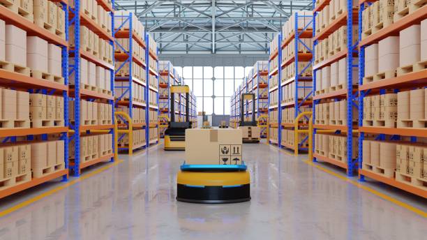 istock An army of robots efficiently sorting hundreds of parcels per hour(Automated guided vehicle) AGV. 1296943803