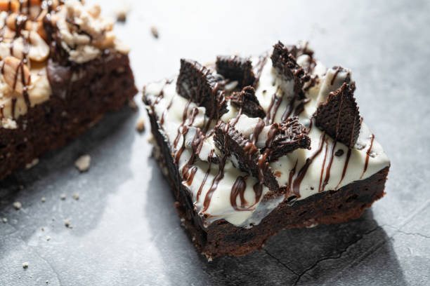 istock Delicious homemade brownies with toppings 1296948371