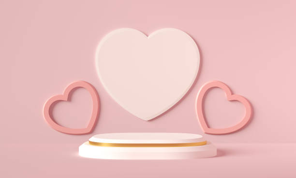istock Minimal background, mock up with podium for product display,Abstract white geometry shape background minimalist Valentine's day pink background,Abstract mock up backgroundup 3D rendering. 1296952326