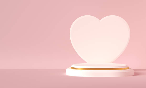 istock Minimal background, mock up with podium for product display,Abstract white geometry shape background minimalist Valentine's day pink background,Abstract mock up backgroundup 3D rendering. 1296952328