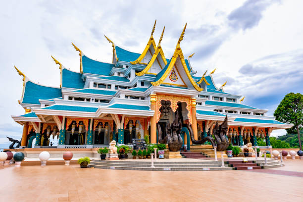 Main Hall of Wat Pa Phu Kon Temple, Udonthani, Thailand Thailand - March 8, 2019 : Main Hall of Wat Pa Phu Kon Temple located on the Hills, is the most famous temple in Udonthani, Northeastern of Thailand udon thani stock pictures, royalty-free photos & images