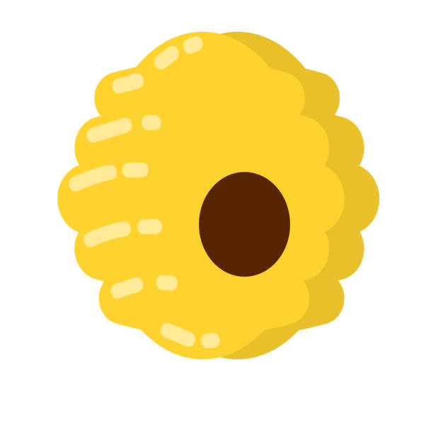 Hive. Yellow beehive. Element of nature and forests. Honey production. Hive. Yellow beehive. Home of the wasp and insect. Element of nature and forests. Honey production. Flat cartoon illustration isolated on white hornet swarm stock illustrations