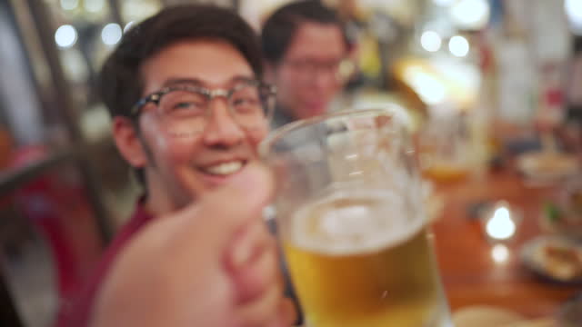 Beer PoV - Cheering with beer with coworkers and friends