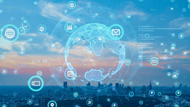 istock Smart city and communication network concept. 5G. LPWA (Low Power Wide Area). Wireless communication. 1296968374