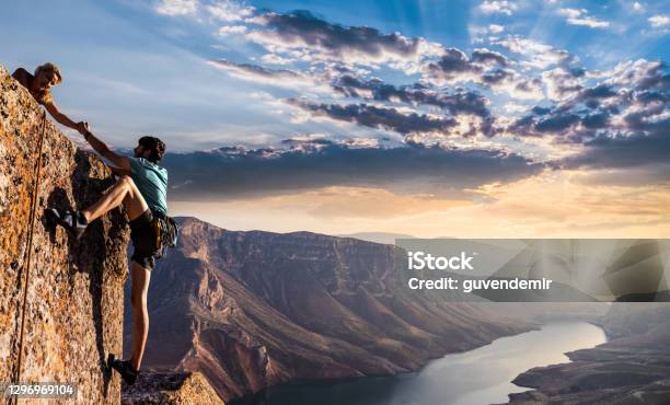 Helping Hikers Stock Photo - Download Image Now - Mountain Climbing, Support, Assistance