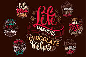 Chocolate hand lettering quotes set.