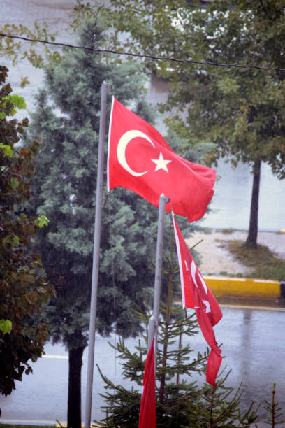 istock Turkish flag in the rain 1296972385