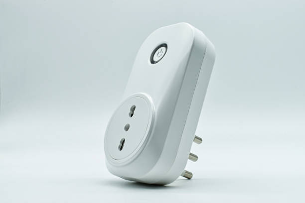 Smart WI-FI electrical outlet on a white background stock photo