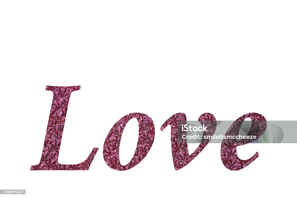 Love in Pink Glitter The word Love written in pink glitter. Color Image Stock Photo