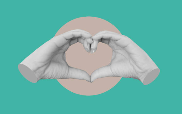 istock Digital collage modern art, Hands making Heart symbol 1296974141