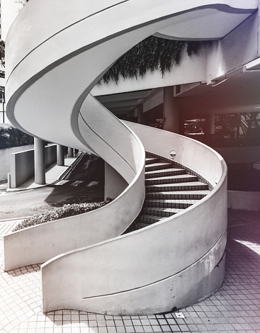 Stone spiral staircase in Singapore.