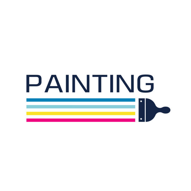 ilustraciones, imágenes clip art, dibujos animados e iconos de stock de archivo de diseño de logotipo de pintura de la casa vector - house painter painting paint wall